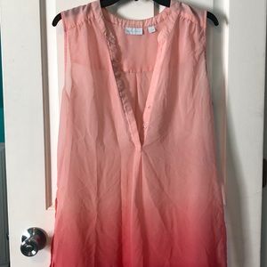 New York & Co Pink Ombré Hi Low Sleeveless Top *L*